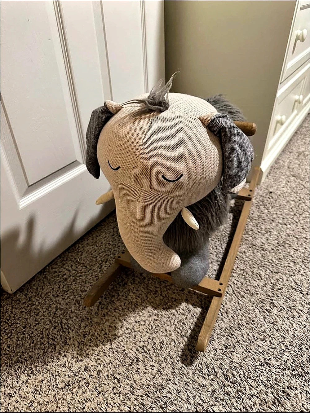 Restoration Hardware Baby&Child Rocking Animal Gray & Cream Rocking Toy